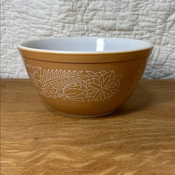 Vintage Pyrex Light Brown Woodland Pattern Mixing Bowl 402 1.5 Liter - Picture 4 of 6